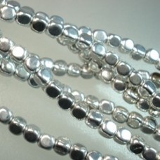 4mm Czech Glass Cubes - Metallic Silver - Pack of 50