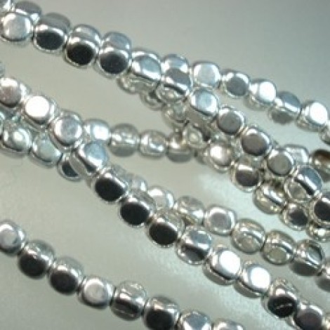 4mm Czech Glass Cubes - Metallic Silver - Pack of 50