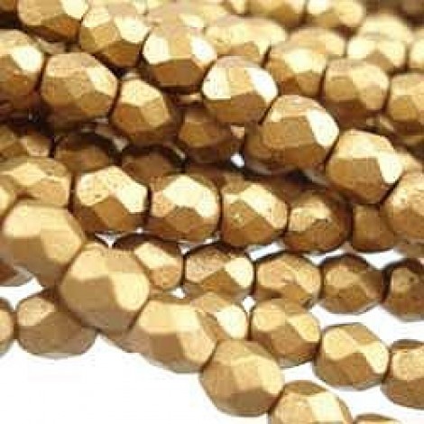 4mm Czech Firespolish Beads - Matte Metallic Goldenrod - Pack of 50