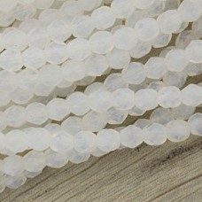4mm Czech Firepolish Beads - Milky White - Pack of 50