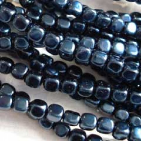 4mm Royal Blue Czech Glass Pearl Cube Beads - Pack of 50