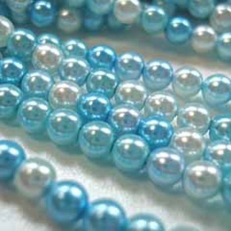 4mm Bonnie Blue Mix - Czech Glass Pearls - Pack of 50