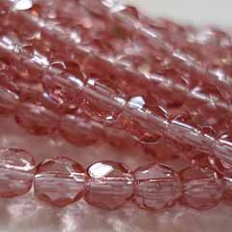 4mm Czech Fire Polish Round Beads - French Rose - Pack of 50