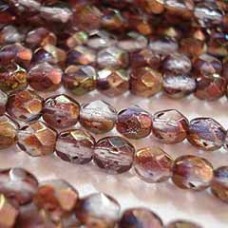 4mm Czech Firepolish Round Beads - Amethyst Crystal Luster - Pack of 50