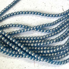 4mm Czech Round Glass Druk Beads - Sueded Gold Capri Blue - Pack of 50