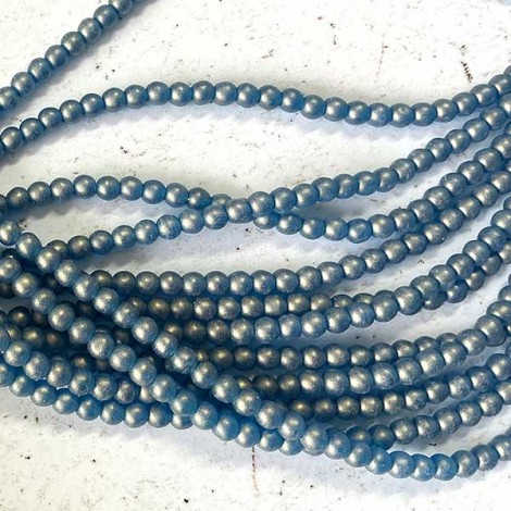 4mm Czech Round Glass Druk Beads - Sueded Gold Capri Blue - Pack of 50 4mm Czech Round Glass Druk Beads - Sueded Gold Capri Blue - Pack of 50