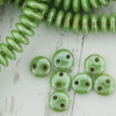 6mm Czechmates 2-Hole Lentils - Honeydew Luster Picasso -  - Pack of 50