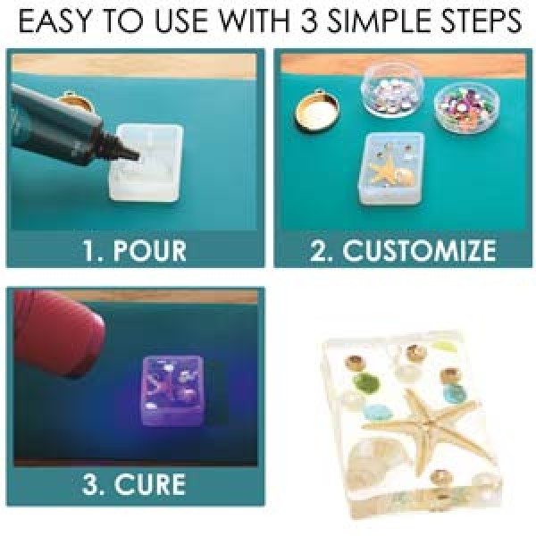 Resin Craft UV Curing Resin Clear Hard 100ml Resin + Accessories