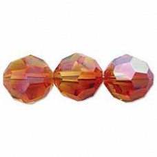 8mm Swarovski Crystal 5000 Round Beads - Fire Opal AB - Pack of 2