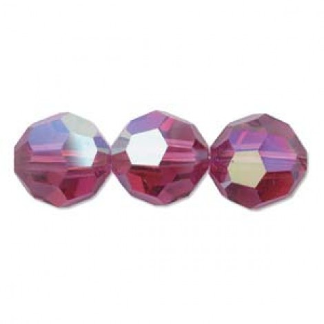 10mm Swarovski Crystal Round Beads - Fuchsia AB
