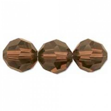 6mm Swarovski Crystal Round Faceted Beads - Mocca - Pack of 2