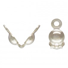 Sterling Silver Anti-Tarnish 3.5x7mm Bottom Clamp-on Bead Tips/Clamshells w-2-Rings - Pack of 2