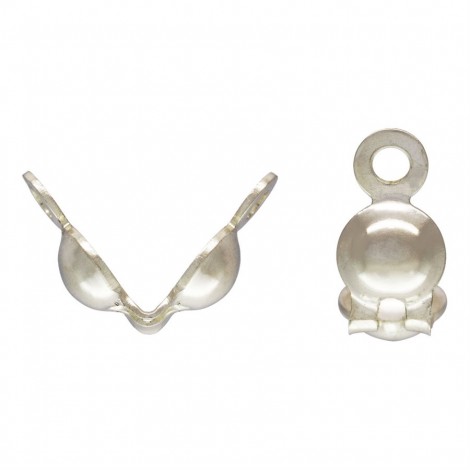 Sterling Silver Anti-Tarnish 3.5x7mm Bottom Clamp-on Bead Tips/Clamshells w-2-Rings - Pack of 2 Sterling Silver Anti-Tarnish 3.5x7mm Bottom Clamp-on Bead Tips/Clamshells w-2-Rings - Pack of 2