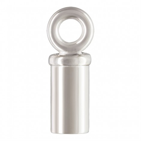9x2.5mm (2mm ID) Sterling Silver Anti-Tarnish Tube Cord End Caps with Ring - Pack of 2 (1pr) 9x2.5mm (2mm ID) Sterling Silver Anti-Tarnish Tube Cord End Caps with Ring - Pack of 2 (1pr)