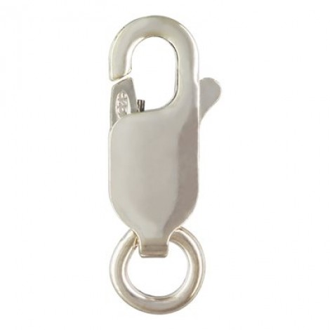 12x4.5mm .925 Anti-Tarnish Sterling Silver Lobster Clasp with Open Jumpring - Each