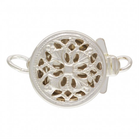 9mm Anti-Tarnish 925 Sterling Silver Anti-Tarnish Round Filigree Pearl Clasps - Each