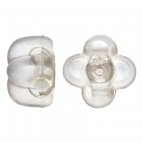 Four Leaf Clover 925 Sterling Silver Silicone Earring Cutches - Per Pair