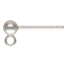 3mm Ball Sterling Silver Earposts with Closed Loop - Per Pair