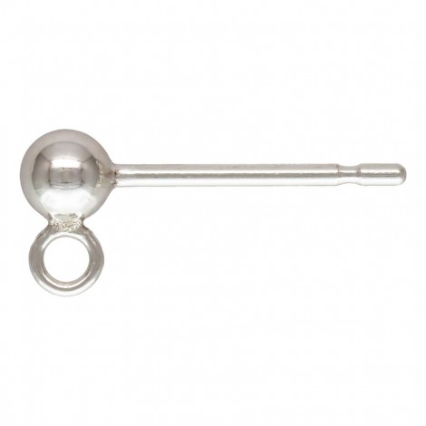 3mm Ball Sterling Silver Earposts with Closed Loop - Per Pair 3mm Ball Sterling Silver Earposts with Closed Loop - Per Pair
