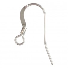 19mm 23ga Anti-Tarnish Lightweight Sterling Silver French Earwires with Coil - Per Pair