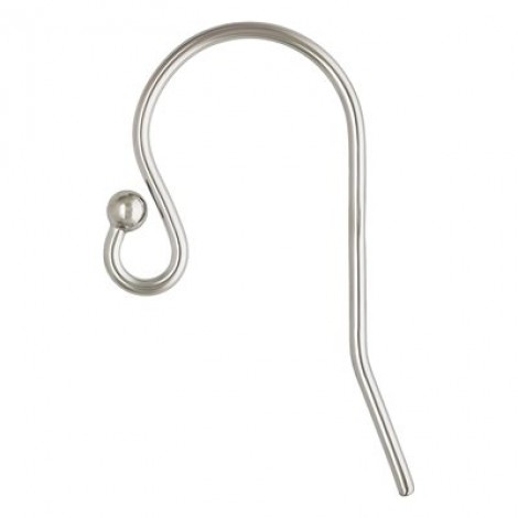 20mm 21.5ga Sterling Silver Anti-Tarnish Earwires with 1mm Bead - Per pair