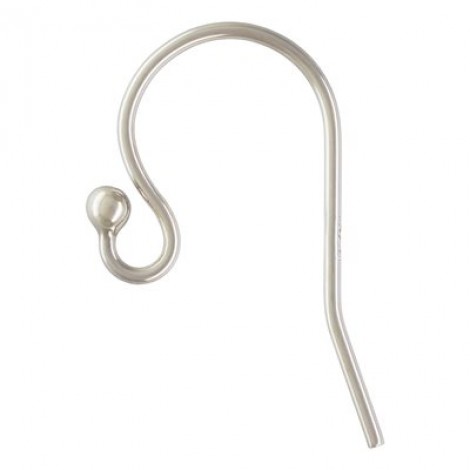 20mm 21.5ga Sterling Silver Anti-Tarnish Earwires with 1.5mm Bead