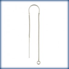 Sterling Silver U-Threader Drop Box Chain Ear Threads with Ring