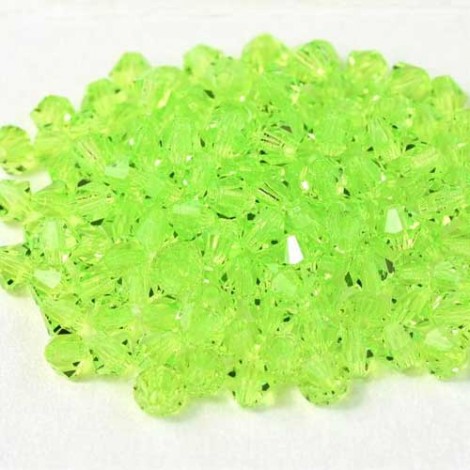 3mm Czech Preciosa Machine-Cut Crystal Bicones - Limesicle - Pack of 12 3mm Czech Preciosa Machine-Cut Crystal Bicones - Limesicle - Pack of 12