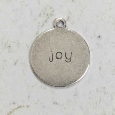 12mm Sterling Silver Plated Brass Word Drop Charm - Joy