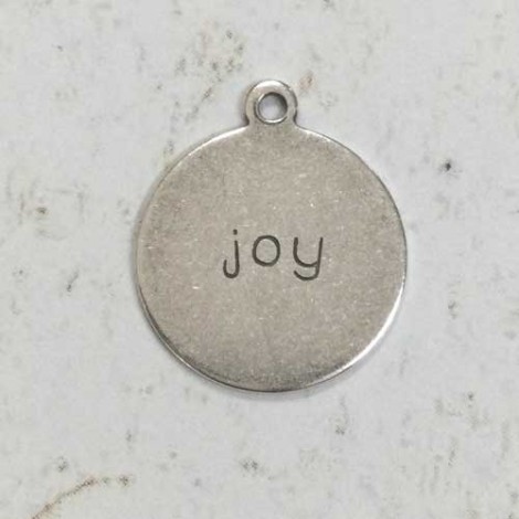 12mm Sterling Silver Plated Brass Word Drop Charm - Joy
