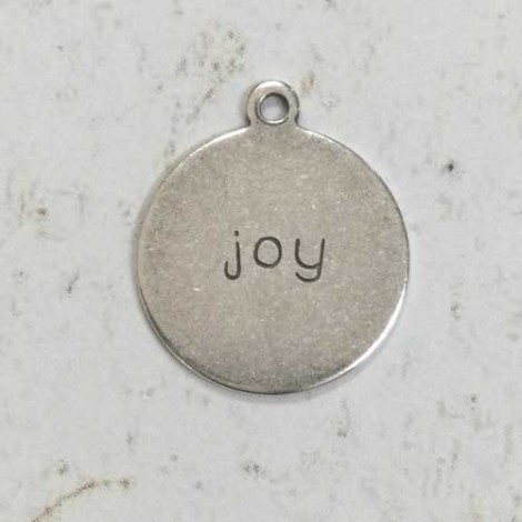 12mm Sterling Silver Plated Brass Word Drop Charm - Joy - Pack of 10