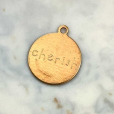 12mm Cherish Raw Brass Charm - Pack of 5