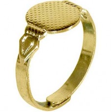 Gold Plated Adjustable Glue-on Ring with10mm flat pad - Pack of 2