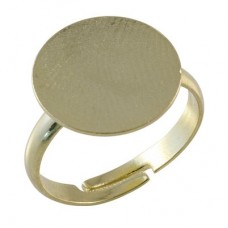 Gold Plated Adjustable Ring w-15mm Flat Pad
