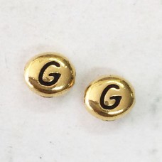 6x7mm TierraCast Alphabet Beads - 22K Antique Gold Plated - “G” - Pack of 2
