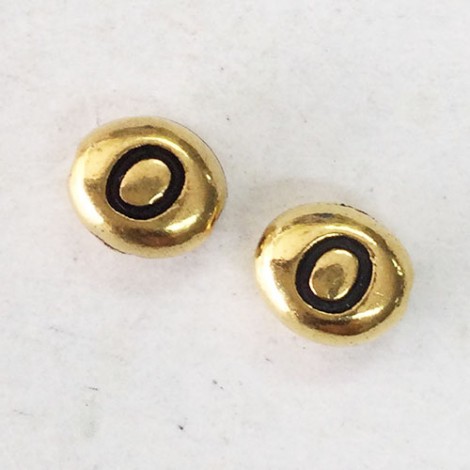 6x7mm TierraCast Alphabet Beads - 22K Antique Gold Plated - “O” - Pack of 2