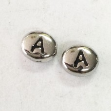 6x7mm Tierracast Alphabet Beads - Antique Silver Plated - “A” - Pack of 2