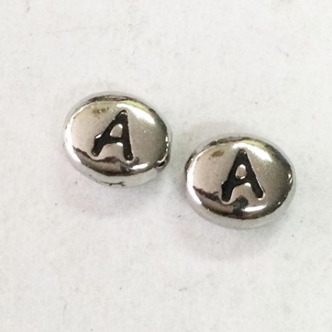 6x7mm Tierracast Alphabet Beads - Antique Silver Plated - “A” - Pack of 2