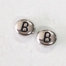 6x7mm Tierracast Alphabet Beads - Antique Silver Plated - “B” - Pack of 2