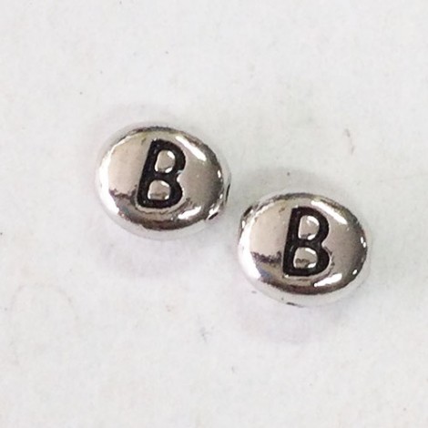 6x7mm Tierracast Alphabet Beads - Antique Silver Plated - “B” - Pack of 2