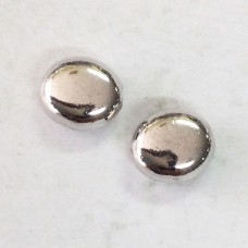 6x7mm TierraCast Flat Oval Plain Spacer Beads - Rhodium Silver Plated - Pack of 2