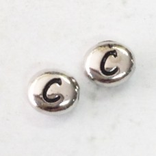 6x7mm Tierracast Alphabet Beads - Antique Silver Plated - “C” - Pack of 2