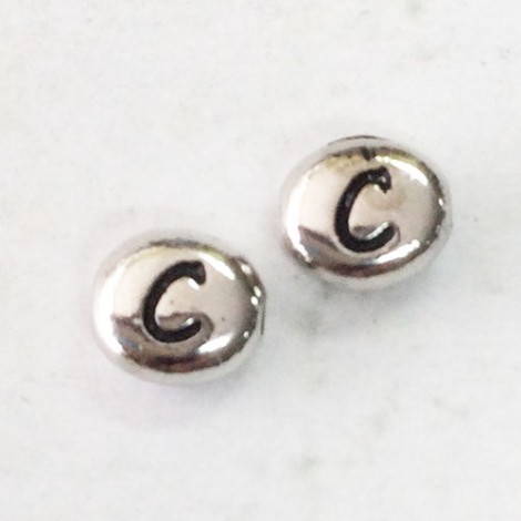 6x7mm Tierracast Alphabet Beads - Antique Silver Plated - “C” - Pack of 2