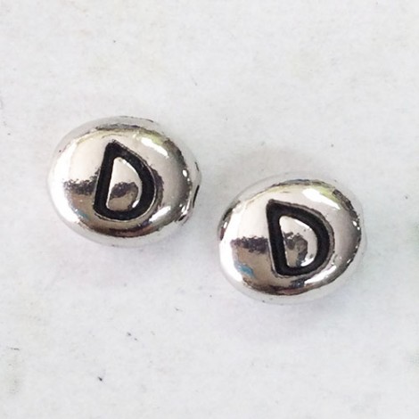 6x7mm Tierracast Alphabet Beads - Antique Silver Plated - “D” - Pack of 2