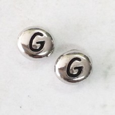 6x7mm TierraCast Alphabet Beads - Fine Silver Plated - “G” - Pack of 2
