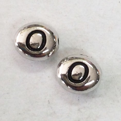 6x7mm TierraCast Alphabet Beads - Fine Silver Plated - “O” - Pack of 2