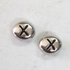 6x7mm TierraCast Alphabet Beads - Fine Silver Plated - “X” - Pack of 2