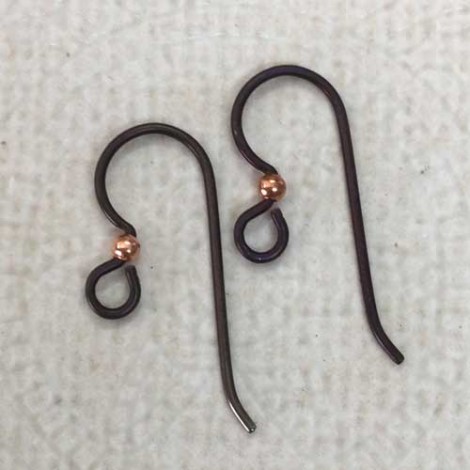 20ga TierraCast Niobium Anodized Copper Earwires with 2mm Copper Bead