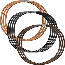 18in 5mm dia Leather/Basemetal Leather Necklaces - Ass