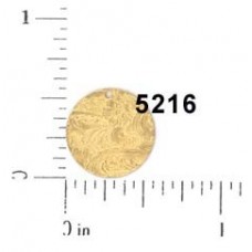 15mm Patterned Brass Circle Drop - Pack of 10